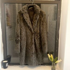 Vera Wang faux fur gray coat